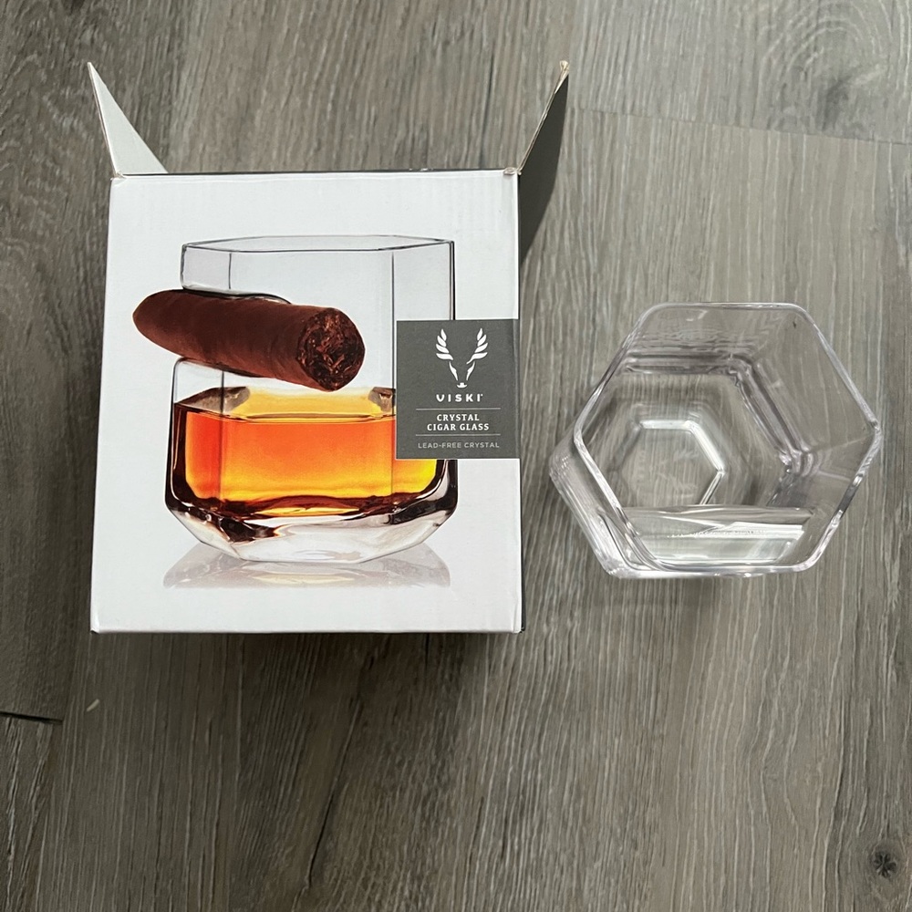 Viski Whiskey Crystal Glass with Cigar Holder